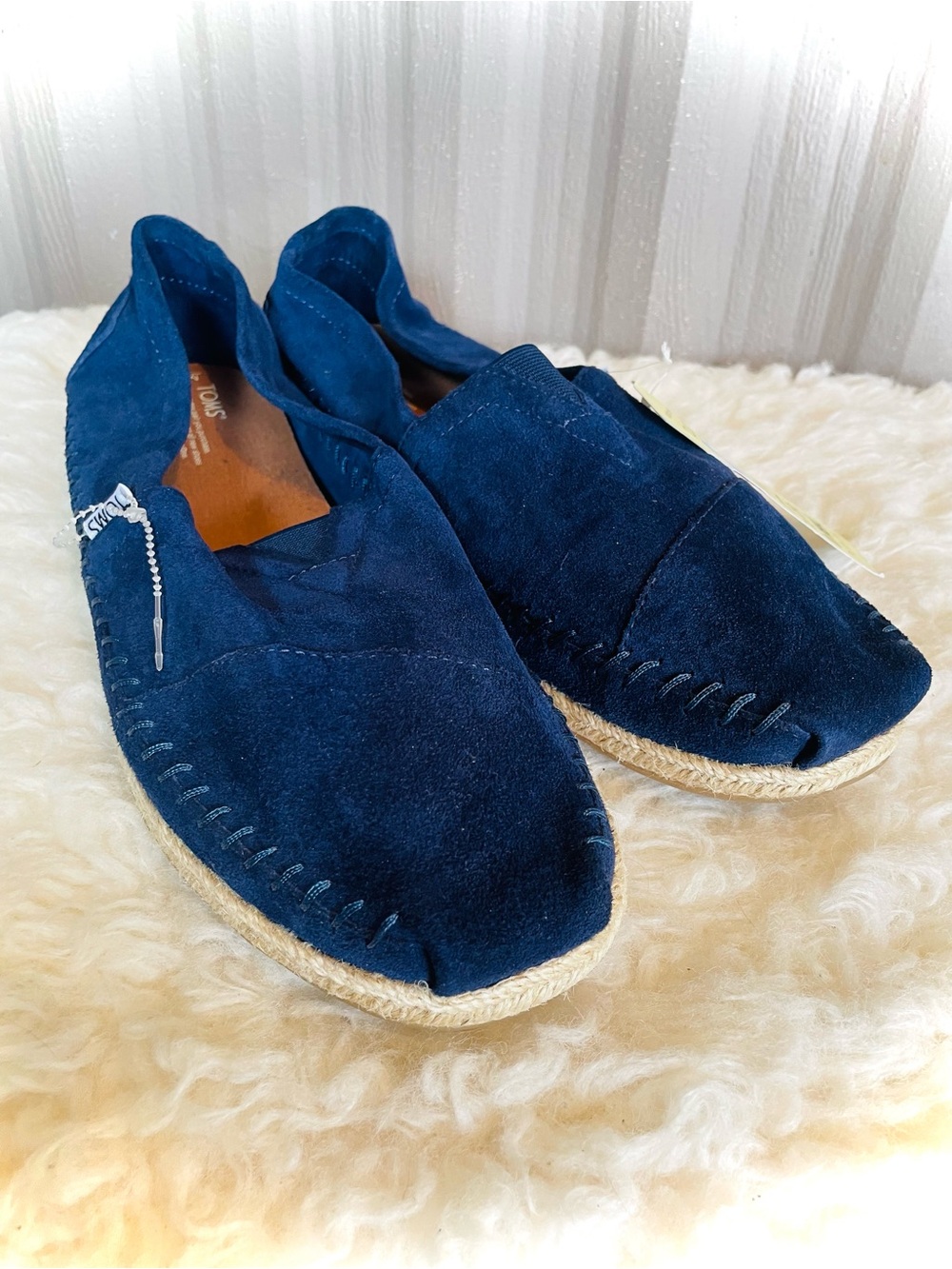 NEW TOMS Men’s Espadrille Navy Blue Suede Rope Sole Size 14 NWT Classic Slip On